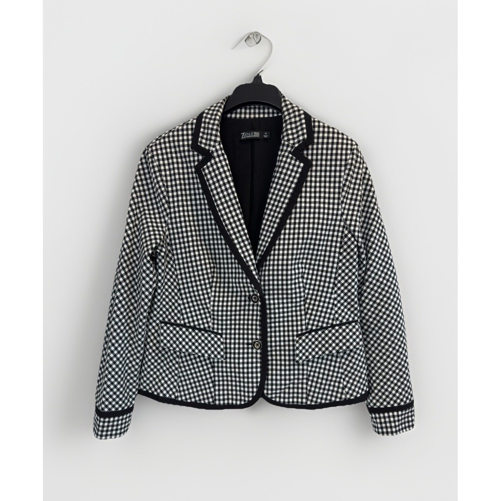 7th Avenue New York & Co Suiting Collection Women's Buffalo Check Blazer Size 14